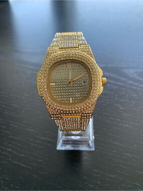 Iced Out Men’s  Gold Watch Nautilus Style